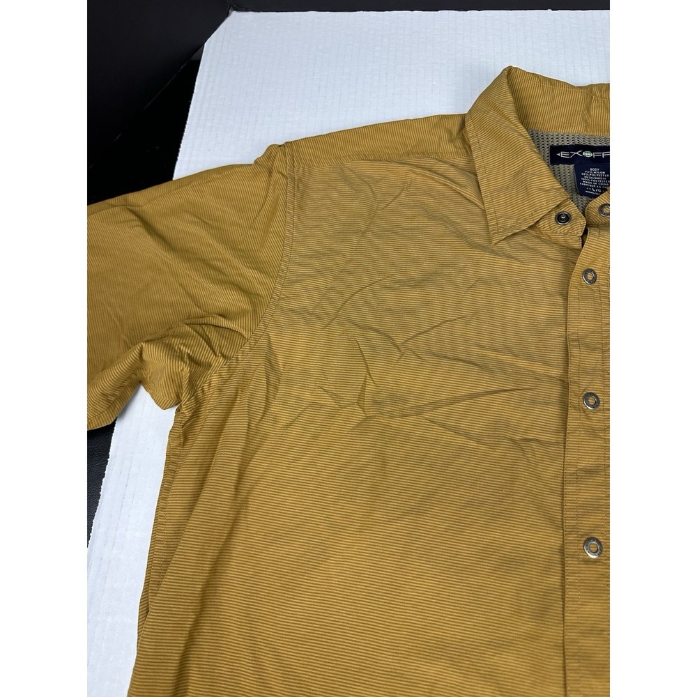 ExOfficio Button Up Short Sleeve Mustard Yellow Lightweight Breathable Mens L - Picture 4 of 7